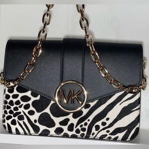 Michael Kors Carmen Medium Printed Calf Hair Convertible Shoulder/Crossbody Bag
